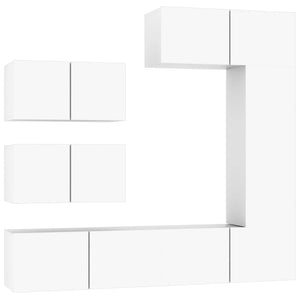 Set di Mobili Porta TV 6 pz Bianco in Legno Multistrato cod mxl 14746