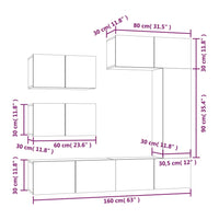Set di Mobili Porta TV 6 pz Rovere Sonoma in Legno Multistrato cod mxl 20097