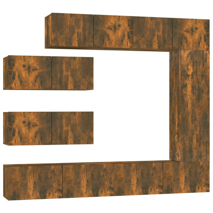 Set di Mobili Porta TV 7 pz Rovere Fumo in Legno Multistratocod mxl 121523