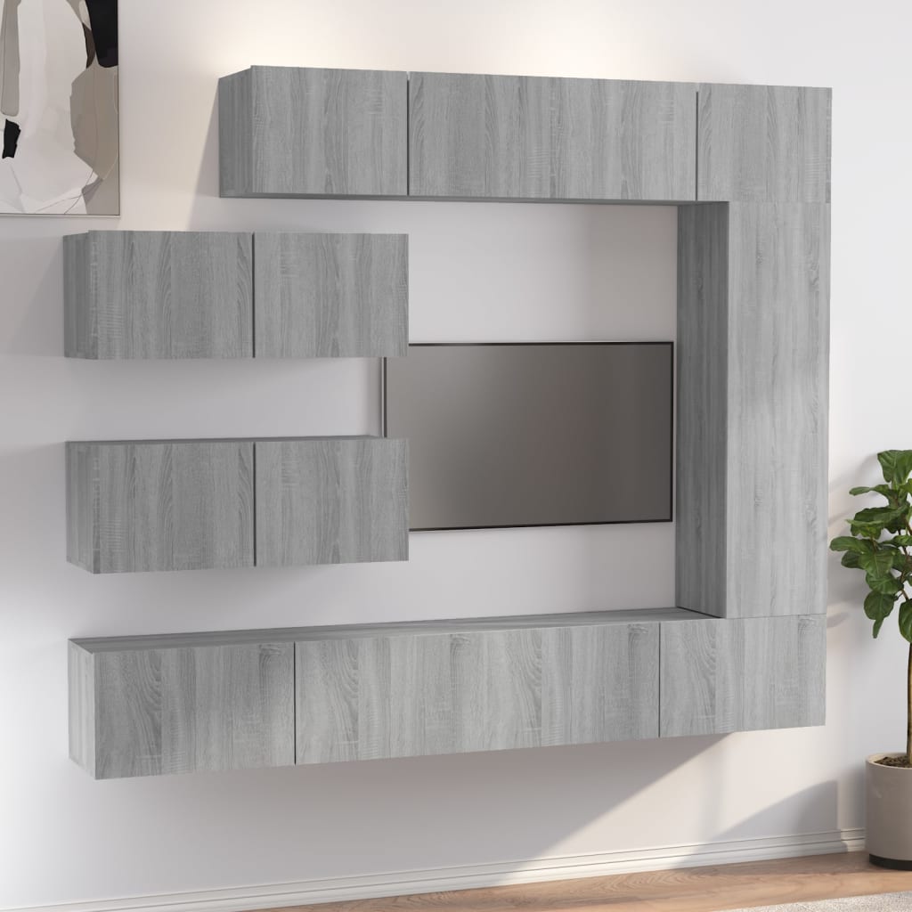 Set di Mobili Porta TV 7 pz Grigio Sonoma in Legno Multistratocod mxl 97605