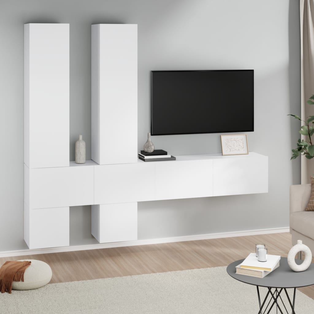 Mobile Porta TV a Parete Bianco in Legno Multistrato 3114566