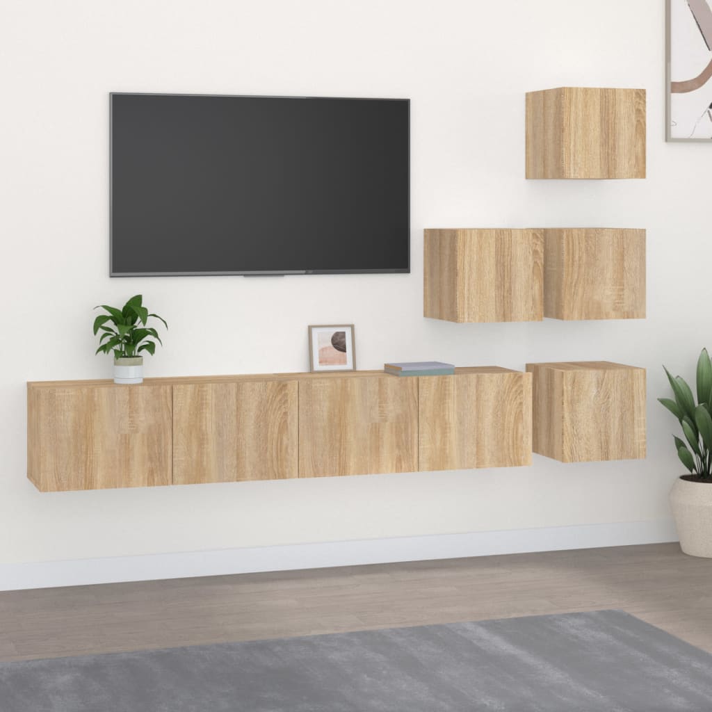 Mobile Porta TV a Parete-Mobile per TV-Credenza TV Rovere Sonoma in Legno Multistrato 960277