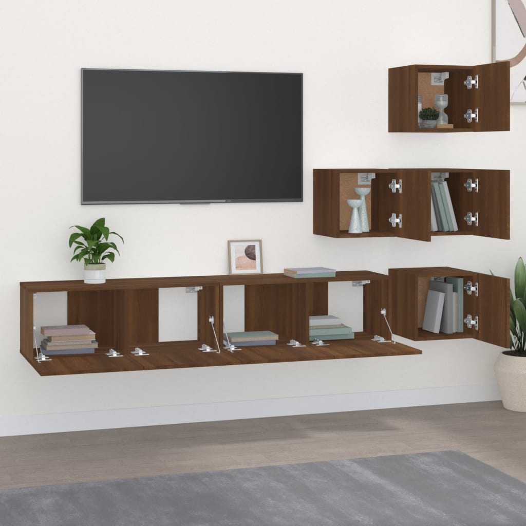 Mobile Porta TV a Parete Rovere Marrone in Legno Multistrato 3114581