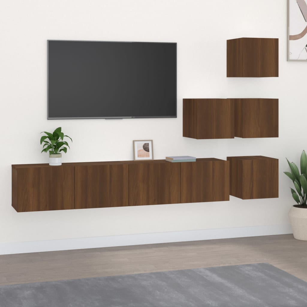 Mobile Porta TV a Parete Rovere Marrone in Legno Multistrato 3114581