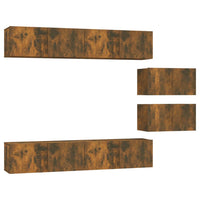 Set di Mobili Porta TV 6 pz Rovere Fumo in Legno Multistrato cod mxl 12130