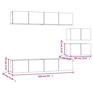 Set di Mobili Porta TV 6 pz Rovere Fumo in Legno Multistrato cod mxl 12130