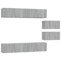 Set di Mobili Porta TV 6 pz Grigio Sonoma in Legno Multistrato 3114604