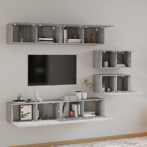 Set di Mobili Porta TV 6 pz Grigio Sonoma in Legno Multistrato 3114604
