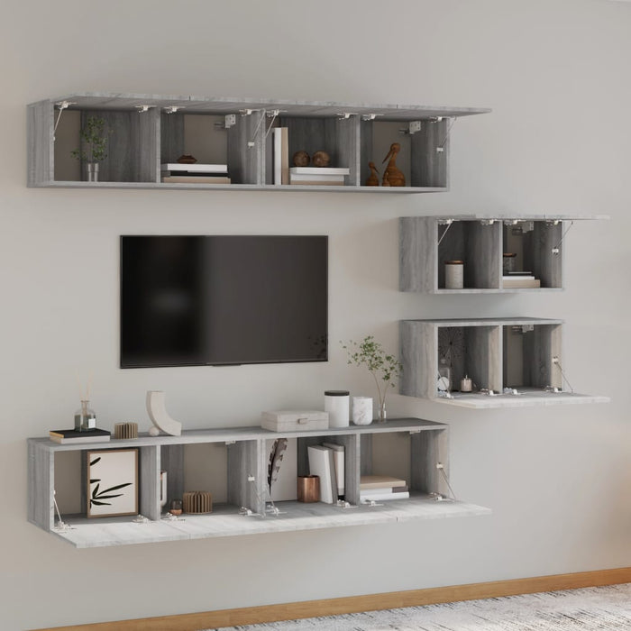 Set di Mobili Porta TV 6 pz Grigio Sonoma in Legno Multistrato 3114604