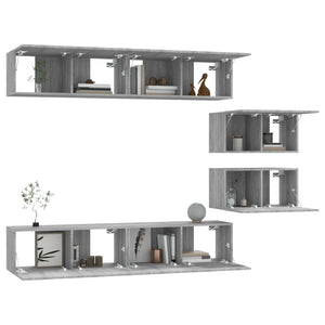 Set di Mobili Porta TV 6 pz Grigio Sonoma in Legno Multistrato 3114604