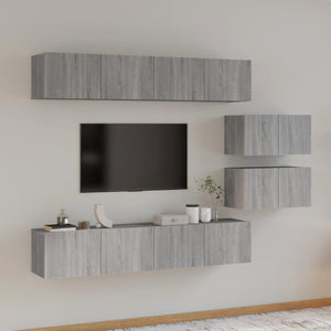 Set di Mobili Porta TV 6 pz Grigio Sonoma in Legno Multistrato cod mxl 20251