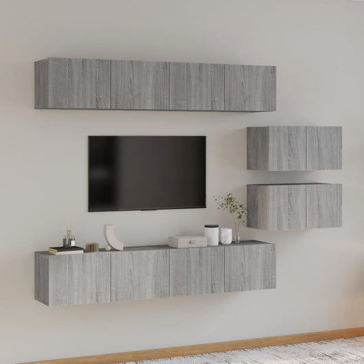 Set di Mobili Porta TV 6 pz Grigio Sonoma in Legno Multistrato cod mxl 20251