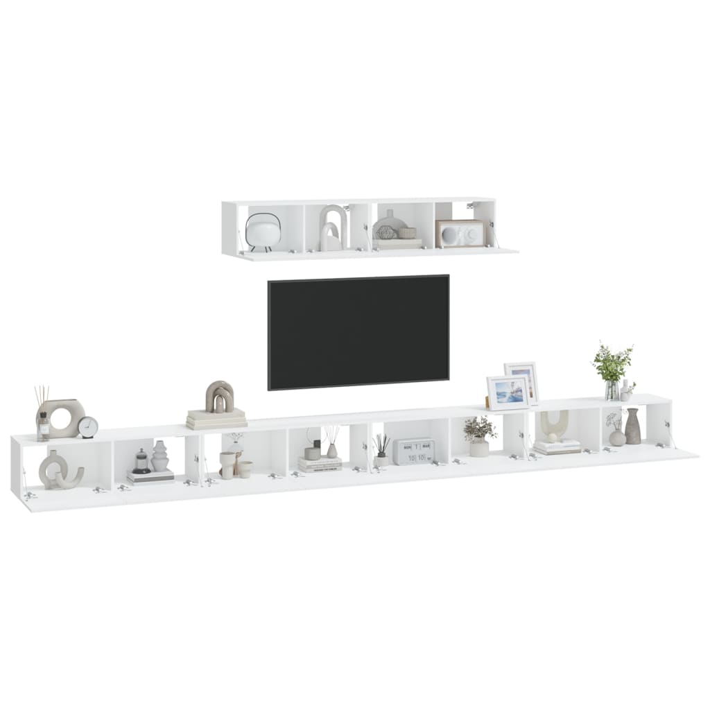 Set di Mobili Porta TV 6 pz Bianco in Legno Multistrato cod mxl 58749