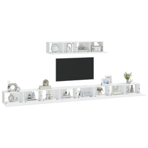 Set di Mobili Porta TV 6 pz Bianco in Legno Multistrato cod mxl 58749