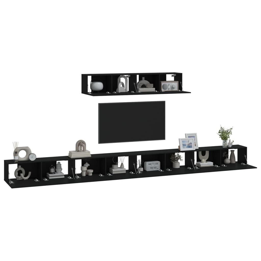 Set Mobili Porta TV 6 pz Nero in Legno Multistrato 3114607