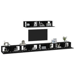 Set Mobili Porta TV 6 pz Nero in Legno Multistrato 3114607