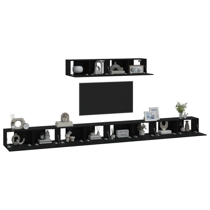 Set Mobili Porta TV 6 pz Nero in Legno Multistrato 3114607