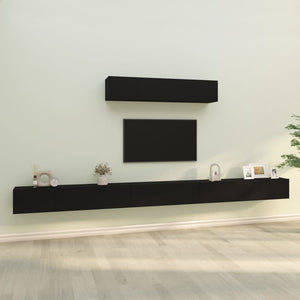 Set Mobili Porta TV 6 pz Nero in Legno Multistrato 3114607