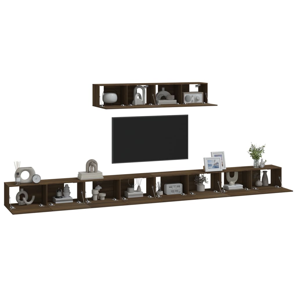 Set Mobili Porta TV 6 pz Rovere Marrone in Legno Multistrato 3114613
