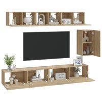 Set di Mobili Porta TV 6 pz Rovere Sonoma in Legno Multistrato 3114616