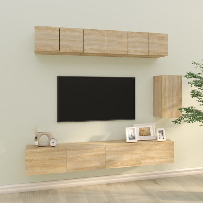 Set di Mobili Porta TV 6 pz Rovere Sonoma in Legno Multistrato cod mxl 67333