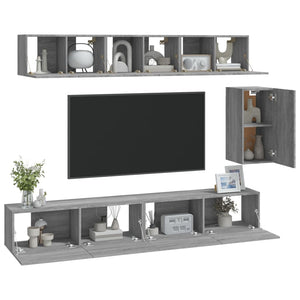 Set di Mobili Porta TV 6 pz Grigio Sonoma in Legno Multistrato cod mxl 26369