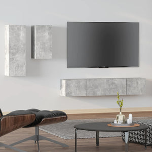 Set di Mobili Porta TV 4 pz Grigio Cemento in Legno Multistrato 3114625