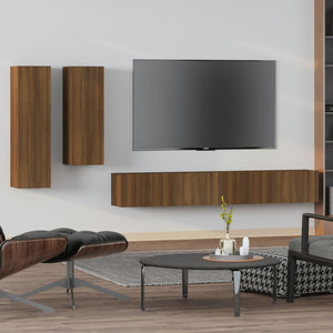 Set Mobili Porta TV 4 pz Rovere Marrone in Legno Multistrato 3114637