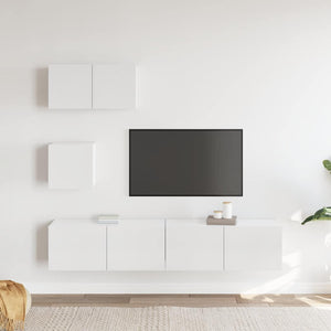 Set di Mobili Porta TV 4 pz Bianco Lucido in Legno Multistrato 3114642