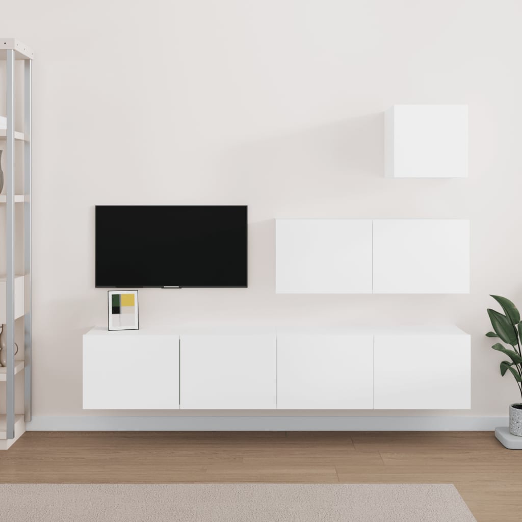 Set di Mobili Porta TV 4 pz Bianco in Legno Multistrato 3114646