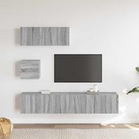 Set di Mobili Porta TV 4 pz Grigio Sonoma in Legno Multistrato 3114652