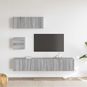 Set di Mobili Porta TV 4 pz Grigio Sonoma in Legno Multistrato 3114652