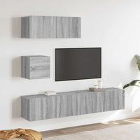 Set di Mobili Porta TV 4 pz Grigio Sonoma in Legno Multistrato 3114652