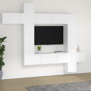 Set Mobili Porta TV 9 pz Bianco in Legno Multistrato 3114654
