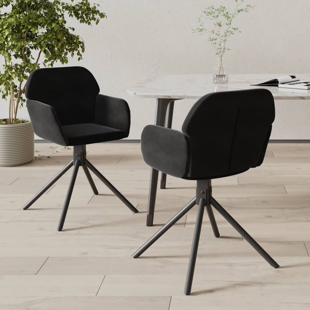 Sedie da Pranzo Girevoli 2 pz Nere in Velluto cod mxl 13583