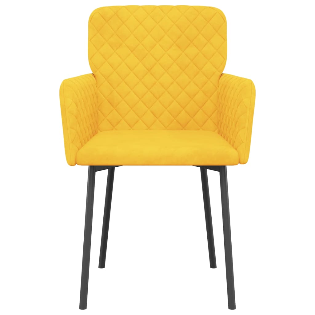 Sedie da Pranzo 2 pz Gialle in Velluto cod mxl 6377
