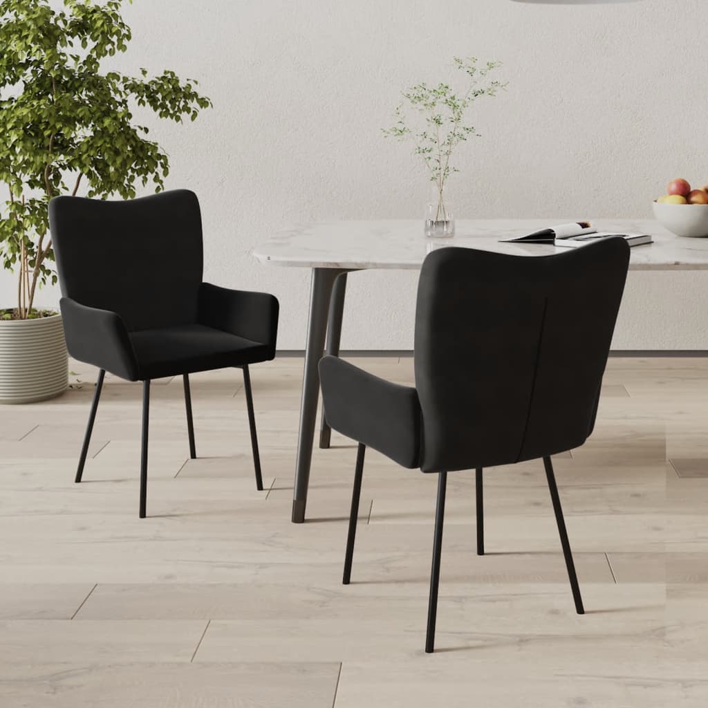 Sedie da Pranzo 2 pz Nere in Velluto cod mxl 21071