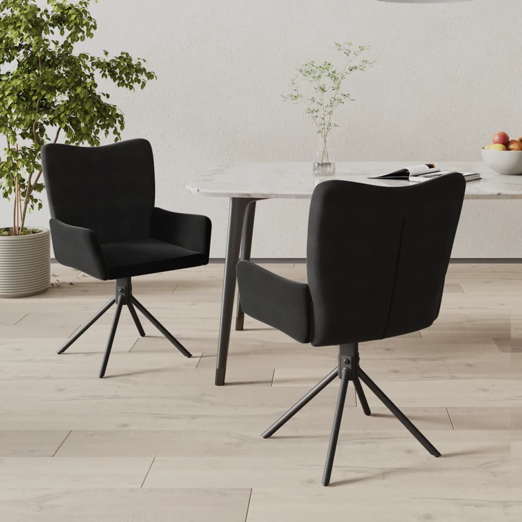 Sedie da Pranzo Girevoli 2 pz Nere in Velluto cod mxl 8030