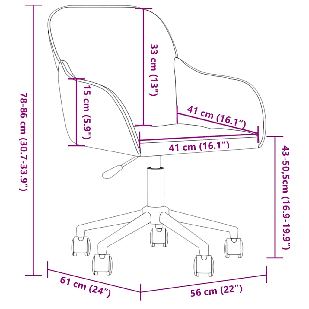Sedia Girevole da Ufficio Nera in Velluto