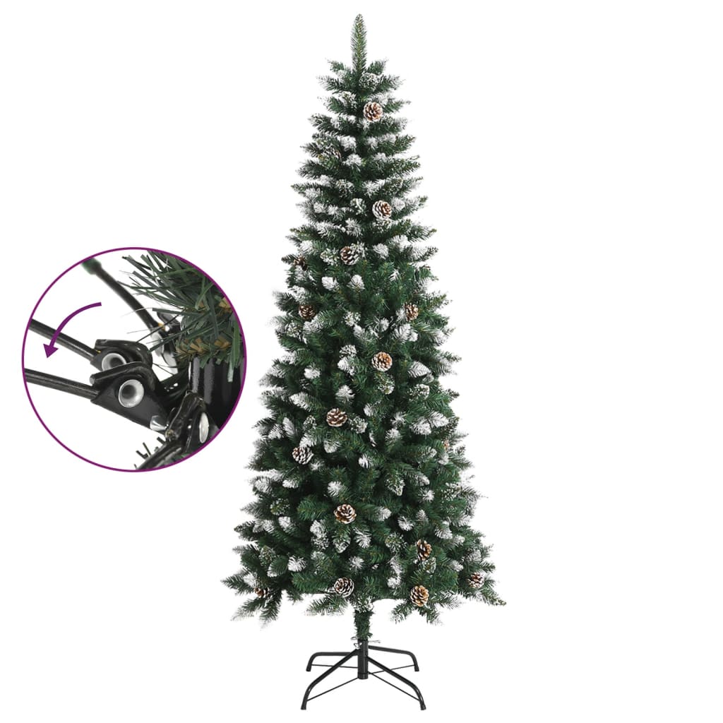 Albero di Natale Artificiale-Albero Natalizio con Base Verde 180 cm PVC 593617