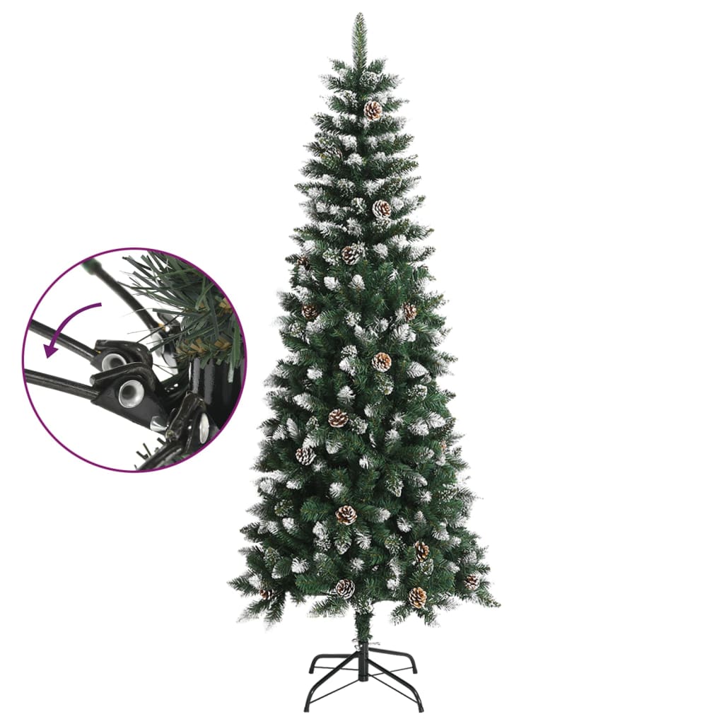 Albero di Natale Artificiale-Albero Natalizio con Base Verde 210 cm PVC 968609
