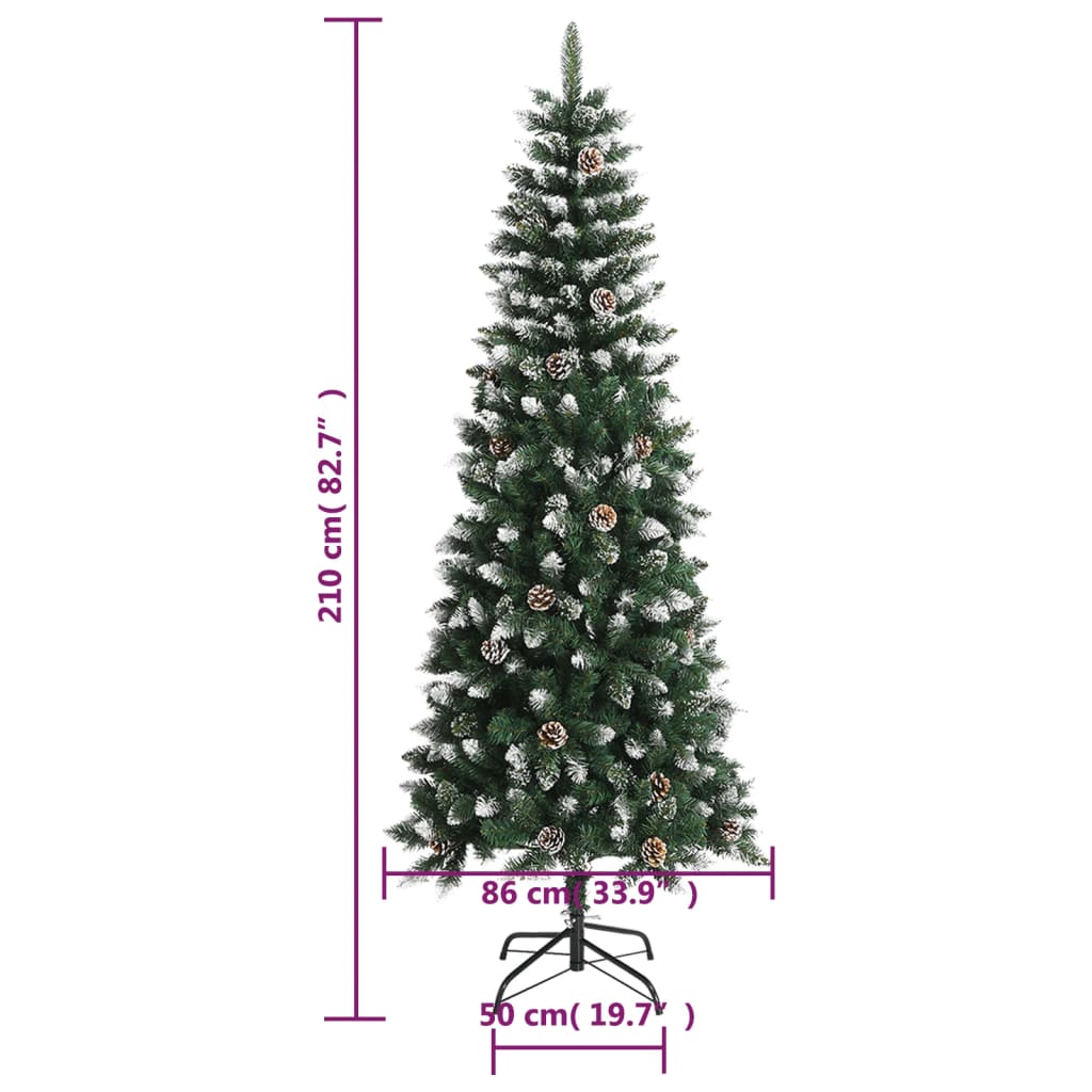 Albero di Natale Artificiale con Base Verde 210 cm PVC 345176