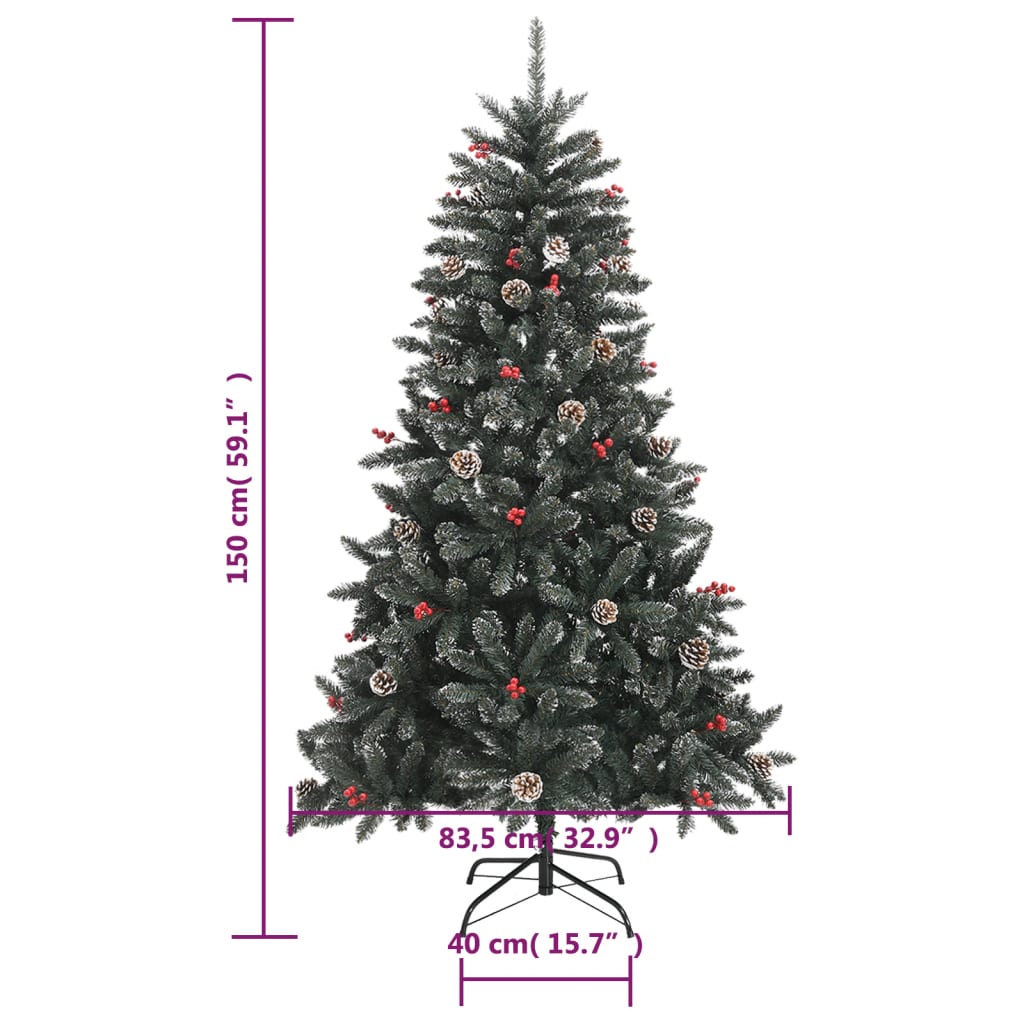 Albero di Natale Artificiale con Base Verde 150 cm PVC 345179