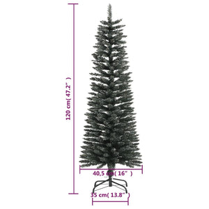 Albero di Natale Artificiale-Albero Natalizio Sottile con Base Verde 120 cm PVC 878650