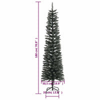 Albero di Natale Artificiale-Albero Natalizio Sottile con Base Verde 180 cm PVC 642323
