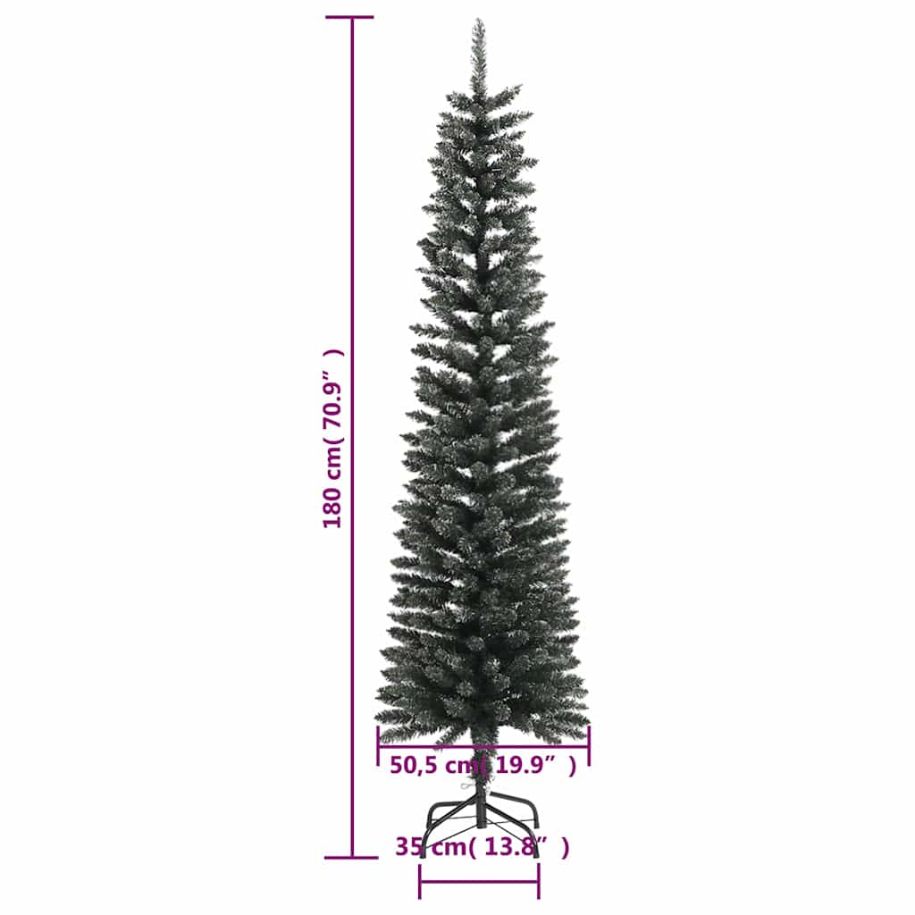 Albero di Natale Artificiale Sottile con Base Verde 180 cm PVC 345185