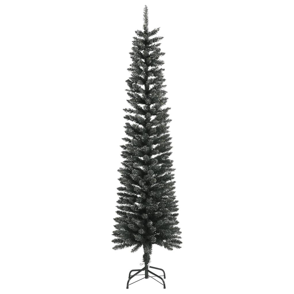 Albero di Natale Artificiale-Albero Natalizio Sottile con Base Verde 210 cm PVC