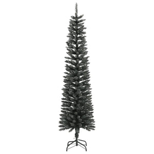 Albero di Natale Artificiale-Albero Natalizio Sottile con Base Verde 210 cm PVC