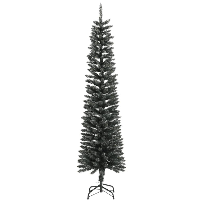 Albero di Natale Artificiale-Albero Natalizio Sottile con Base Verde 210 cm PVC