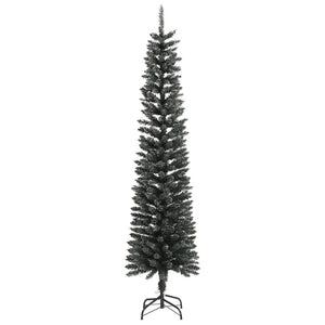 Albero di Natale Artificiale-Albero Natalizio Sottile con Base Verde 240 cm PVC